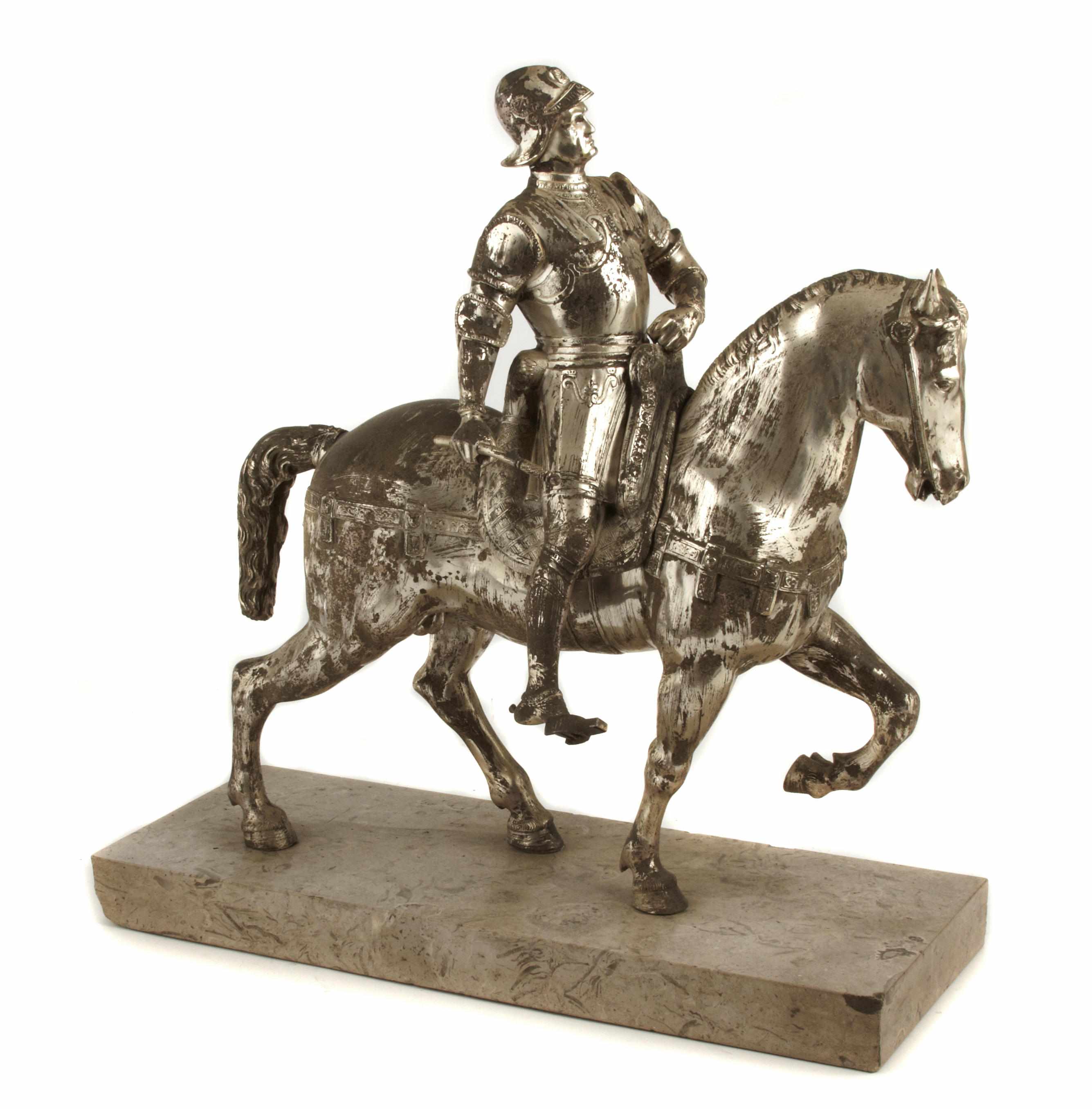 Appraisal: A silvered bronze model of Condottiere Colleoni After a model