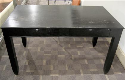 Appraisal: Black-stained oak desk bob ingram philadelphia Rectangular top on a