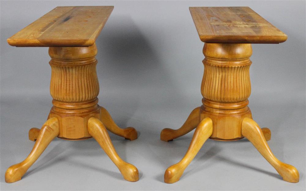 Appraisal: DEAN PERKINS TWO TABLE PEDESTALS HANDCRAFTED BY TREE SPIRIT TABLES