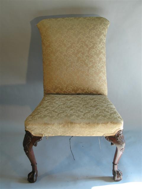 Appraisal: ENGLISH CHIPPENDALE WALNUT SIDE CHAIR Mid th century the upholstered