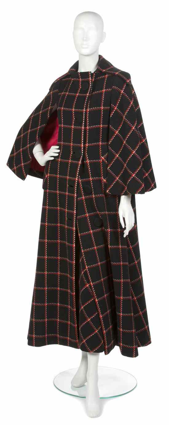 Appraisal: A Pauline Trigere Black and Red Wool Plaid Skirt Ensemble