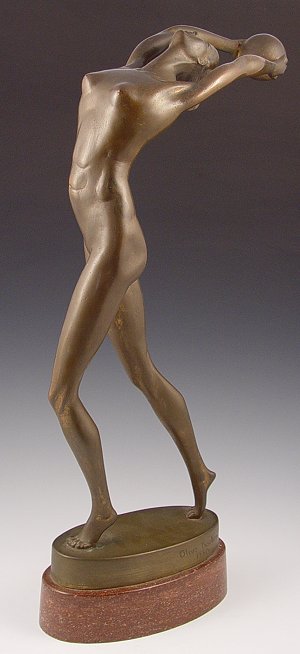 Appraisal: KOOKEN Olive American th C Art Deco Nude Bronze signed