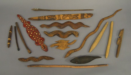 Appraisal: Unknown Aboriginal Artists Collection of carved wooden animal figures and