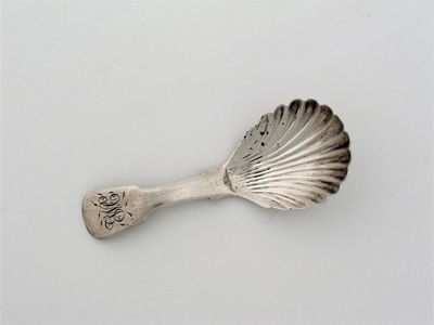 Appraisal: A William IV provincial fiddle caddy spoon fluted bowl initialled