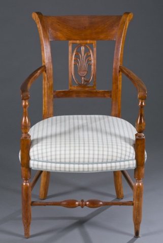 Appraisal: th c French Style Country Sheraton Armchair Cherry H x