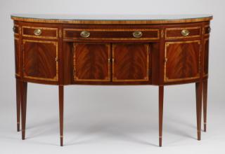 Appraisal: Hickory Furniture inlaid demilune buffet American Masterpiece Collection by Hickory