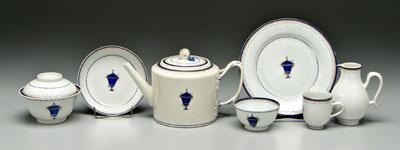 Appraisal: pieces Lowestoft porcelain all with cobalt urn and wavy dot