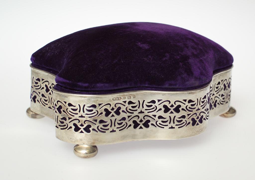 Appraisal: EDWARDIAN SILVER JEWELLERY BOX Birmingham of serpentine form with hinged