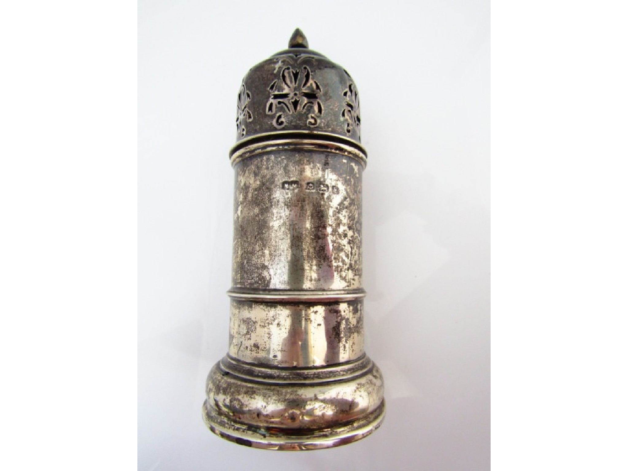 Appraisal: A George V silver sugar caster Birmingham of cylindrical form