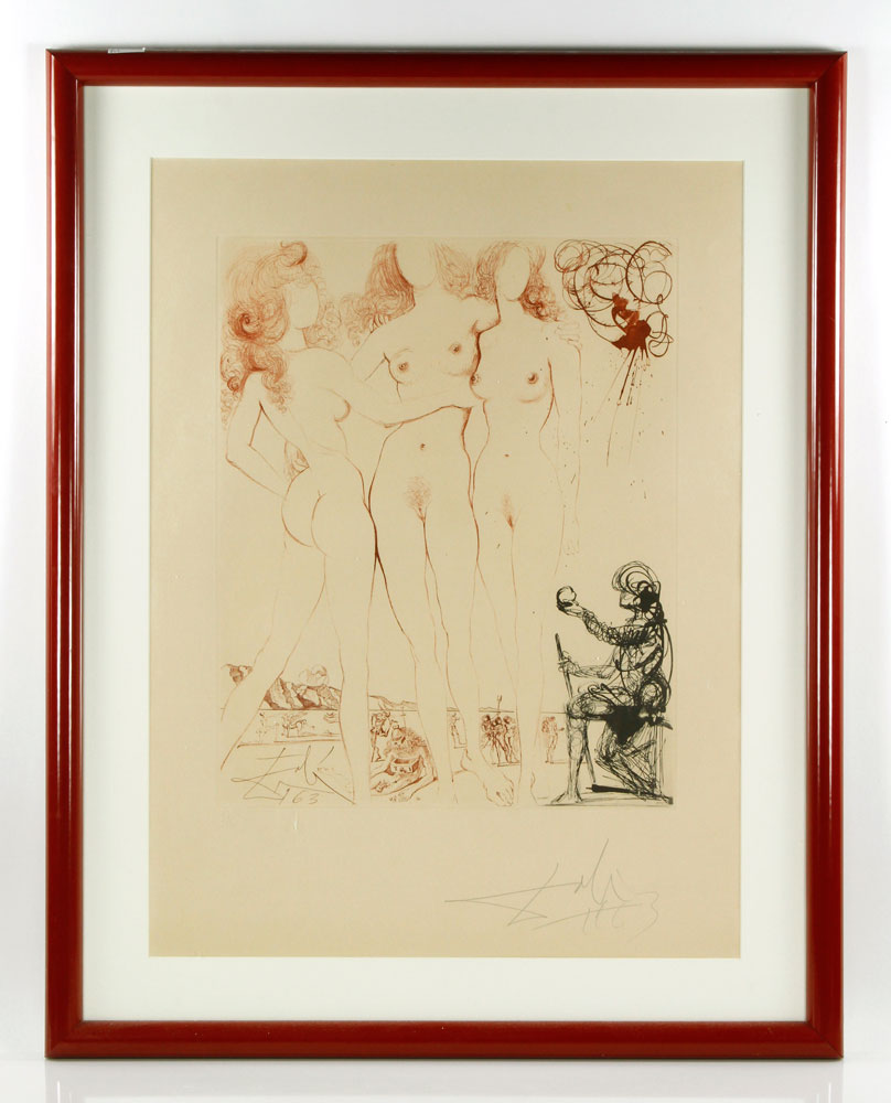 Appraisal: - Dali Stylized Nudes and Seated Figure Lithograph Salvador Dali