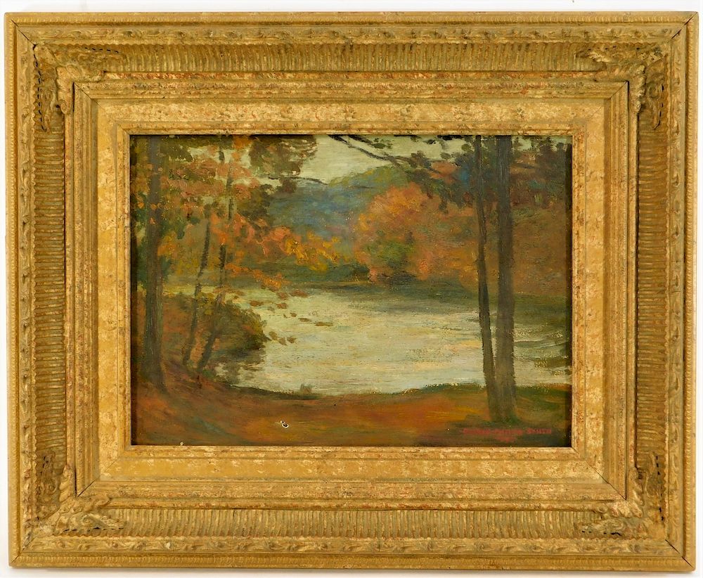 Appraisal: Oliver Phelps Smith Lake Landscape Painting Oliver Phelps Smith Connecticut