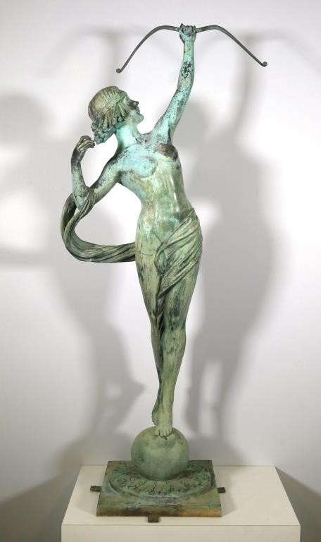 Appraisal: Classical style nude bronze statue of Diana or Artemis created