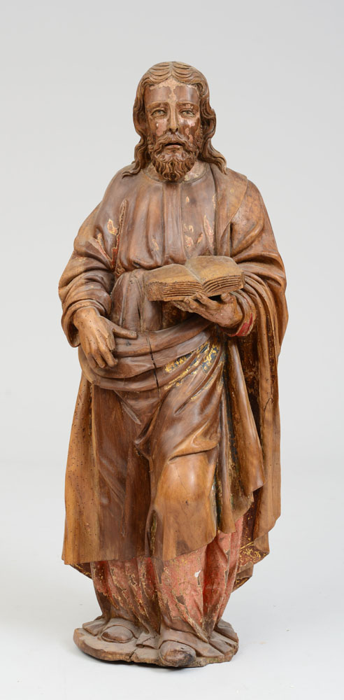 Appraisal: SPANISH RENAISSANCE STYLE CARVED WOOD FIGURE OF ST JOHN THE