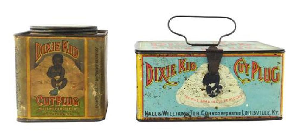 Appraisal: BLACK AMERICANA Dixie Kid Cut Plug two pieces tin container