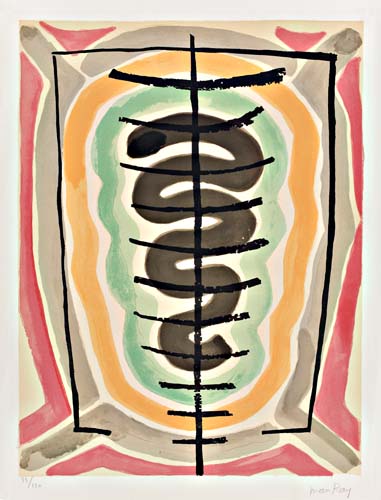 Appraisal: MAN RAY Untitled Serpent Color lithograph x mm x inches