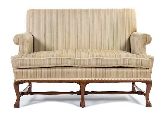 Appraisal: A Queen Anne Style Walnut Settee A Queen Anne Style