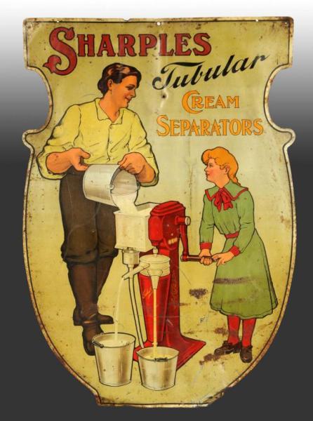 Appraisal: Tin -Sided Sharples Cream Separator Sign Description Some heavier bends