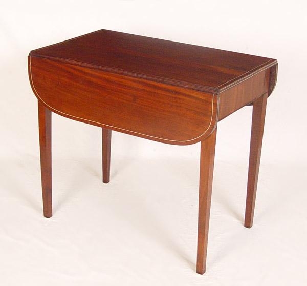 Appraisal: TH C HEPPLEWHITE STYLE DROP LEAF TABLE String inlay mahogany