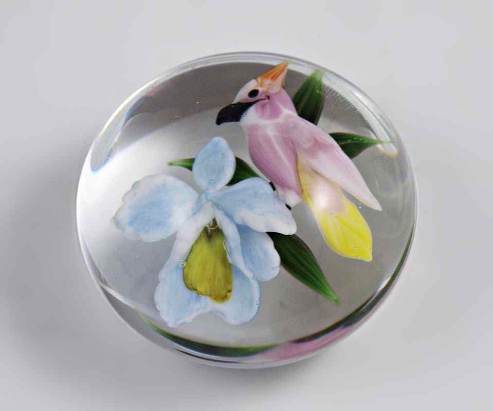 Appraisal: AYOTTE MINIATURE PAPERWEIGHT Bird and flower dated M- '' dia