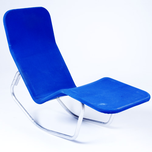 Appraisal: RALPH ELLIOTT BARWA CA Lounge chair with blue canvas seat