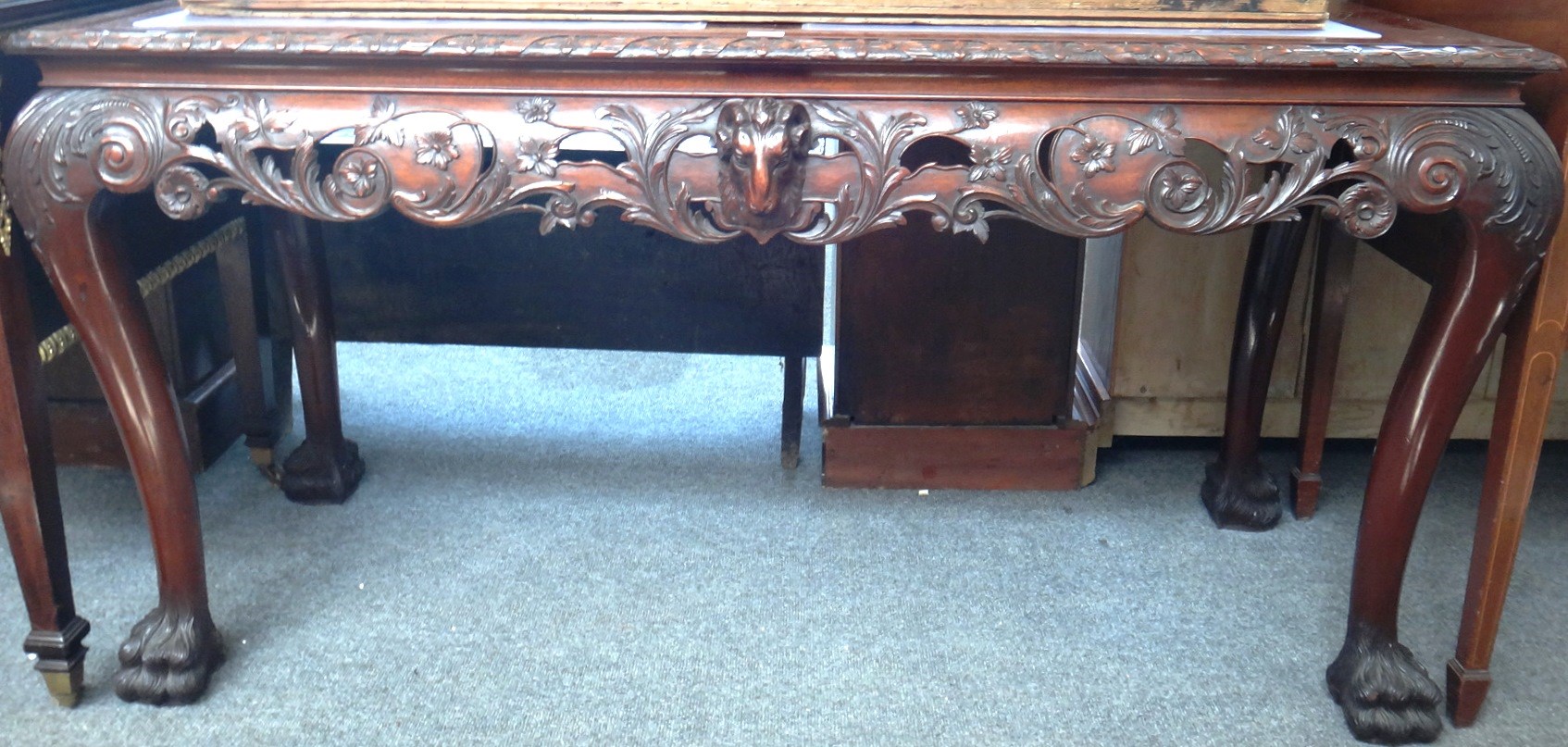 Appraisal: An early th century mahogany serving table the pierced and