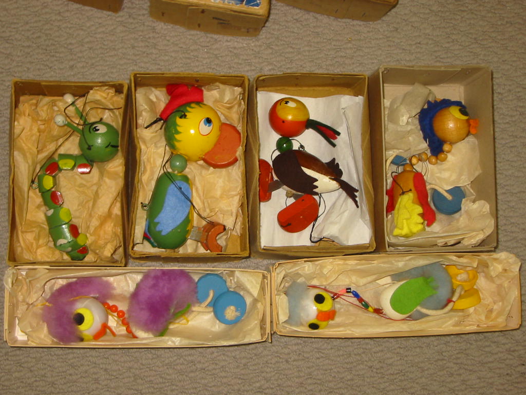 Appraisal: Six Pelham puppets wooden Caterpillar Duck both 's small buff