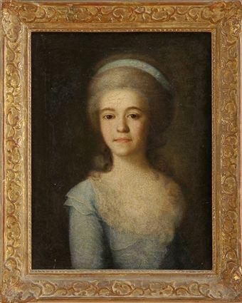 Appraisal: FRENCH SCHOOL PORTRAIT OF A YOUNG WOMAN Oil on canvas