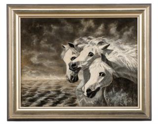 Appraisal: Mamie Johnstone Poseidon's Horses Oil on Canvas Mamie Johnstone American