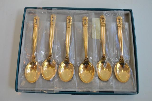 Appraisal: SET OF SIX GEORG JENSEN SILVER GILT ACORN PATTERN COFFEE