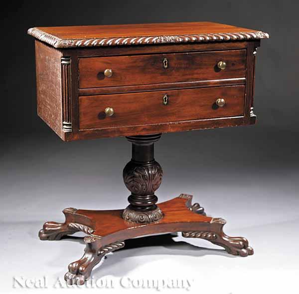 Appraisal: An American Classical Carved Mahogany Work Table mid- th c