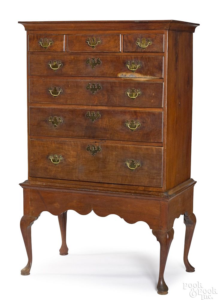 Appraisal: Pennsylvania Queen Anne walnut chest on frame Pennsylvania Queen Anne