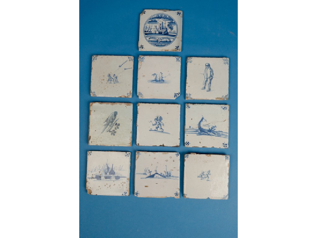 Appraisal: A COLLECTION OF DUTCH DELFT BLUE AND WHITE TILES late