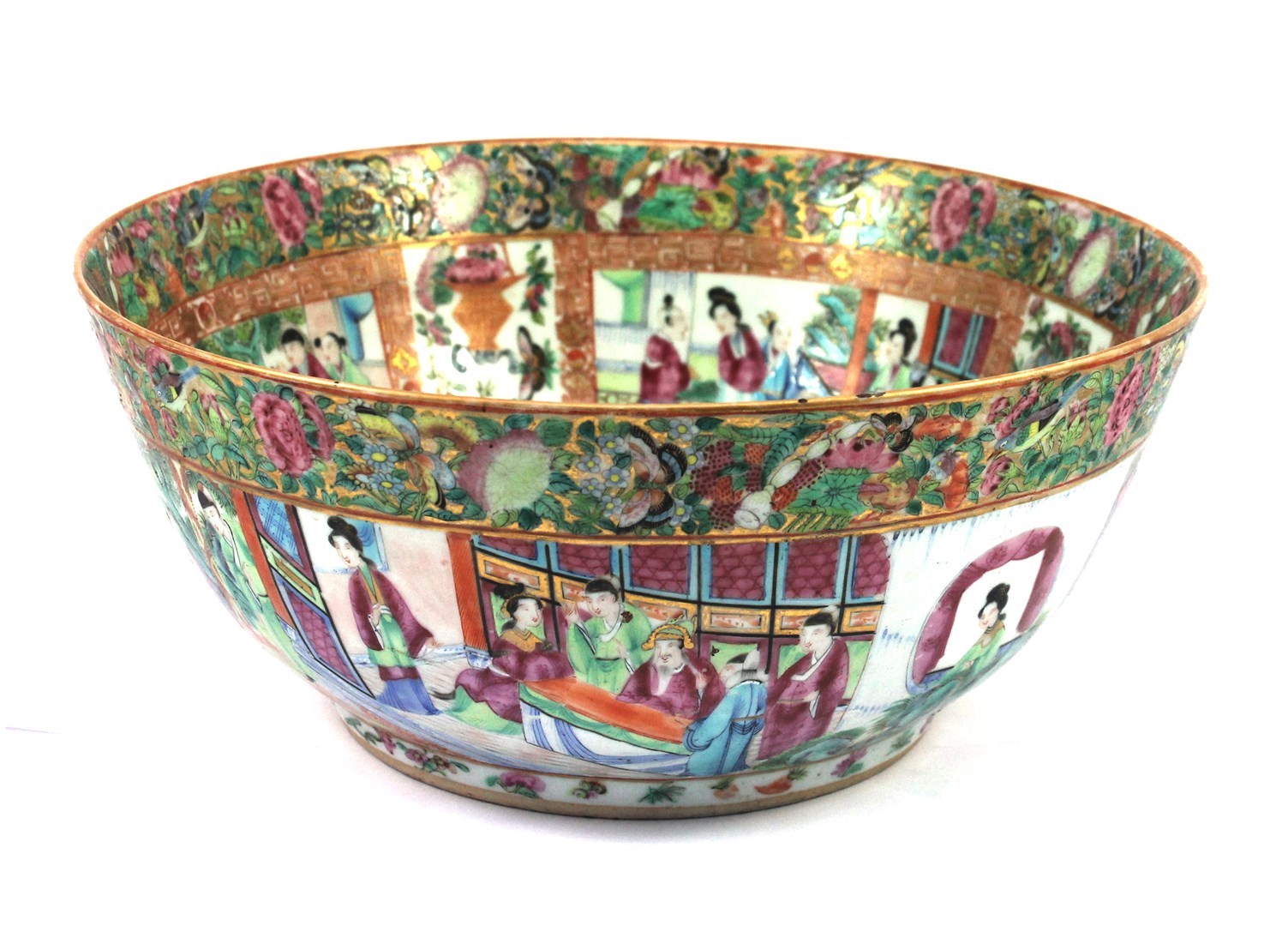 Appraisal: A Canton famille-rose bowl mid th century painted on the