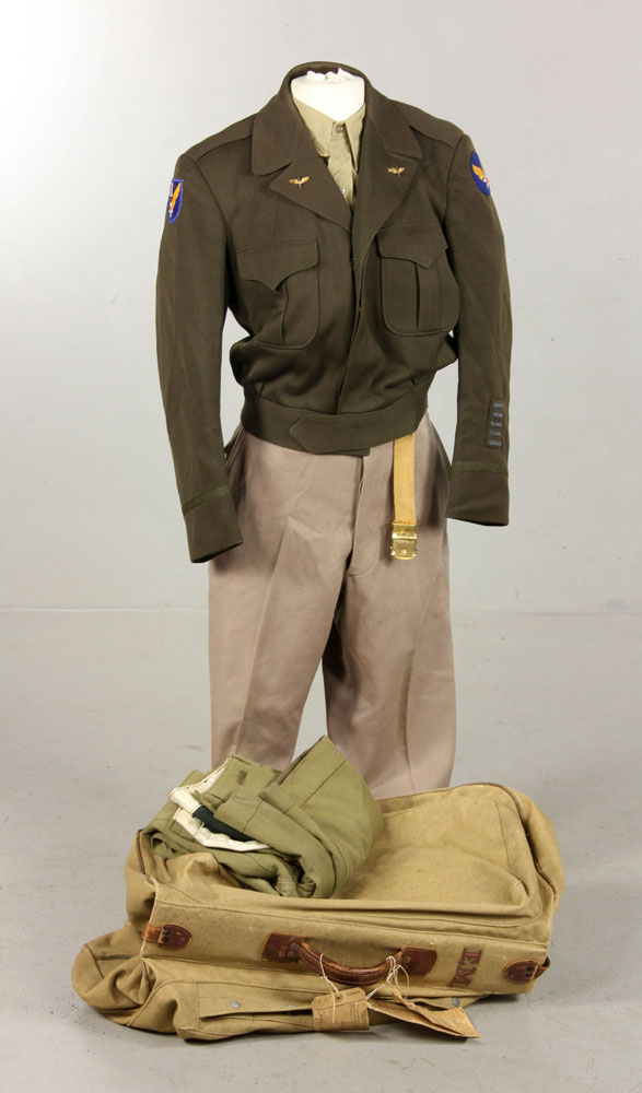 Appraisal: - WWII Flight Bag and Uniform WWII Air Corps flight