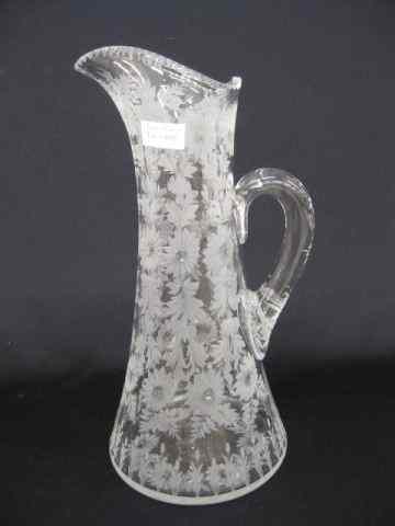 Appraisal: Cut Glass Pitcher overall intaglio floral '' tall excelent