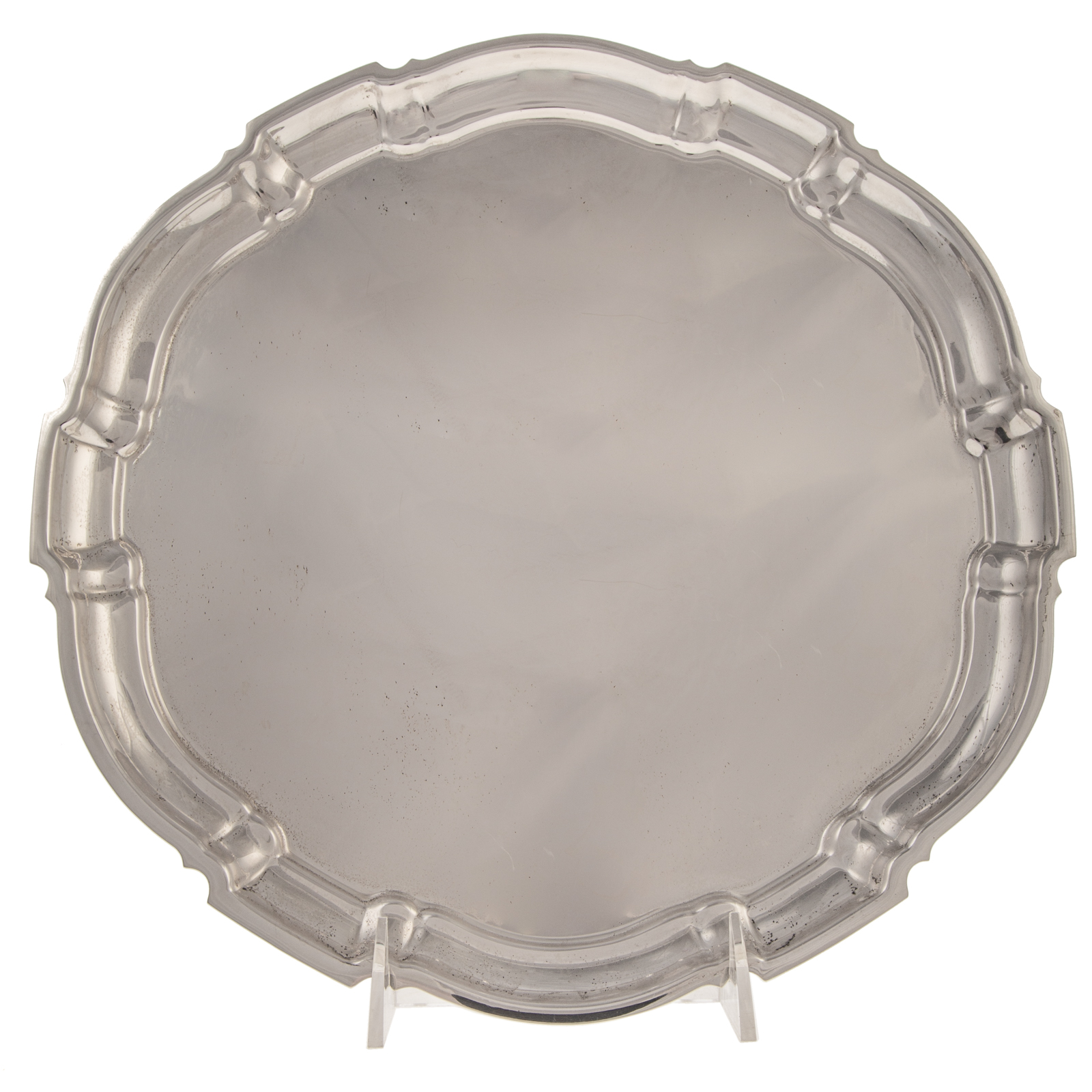 Appraisal: POOLE STERLING CHIPPENDALE TRAY Model without monogram in Diam ozt