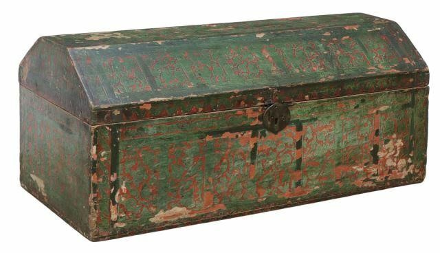 Appraisal: Hand-painted maque lacquer wedding chest trunk Olinala Mexico late th