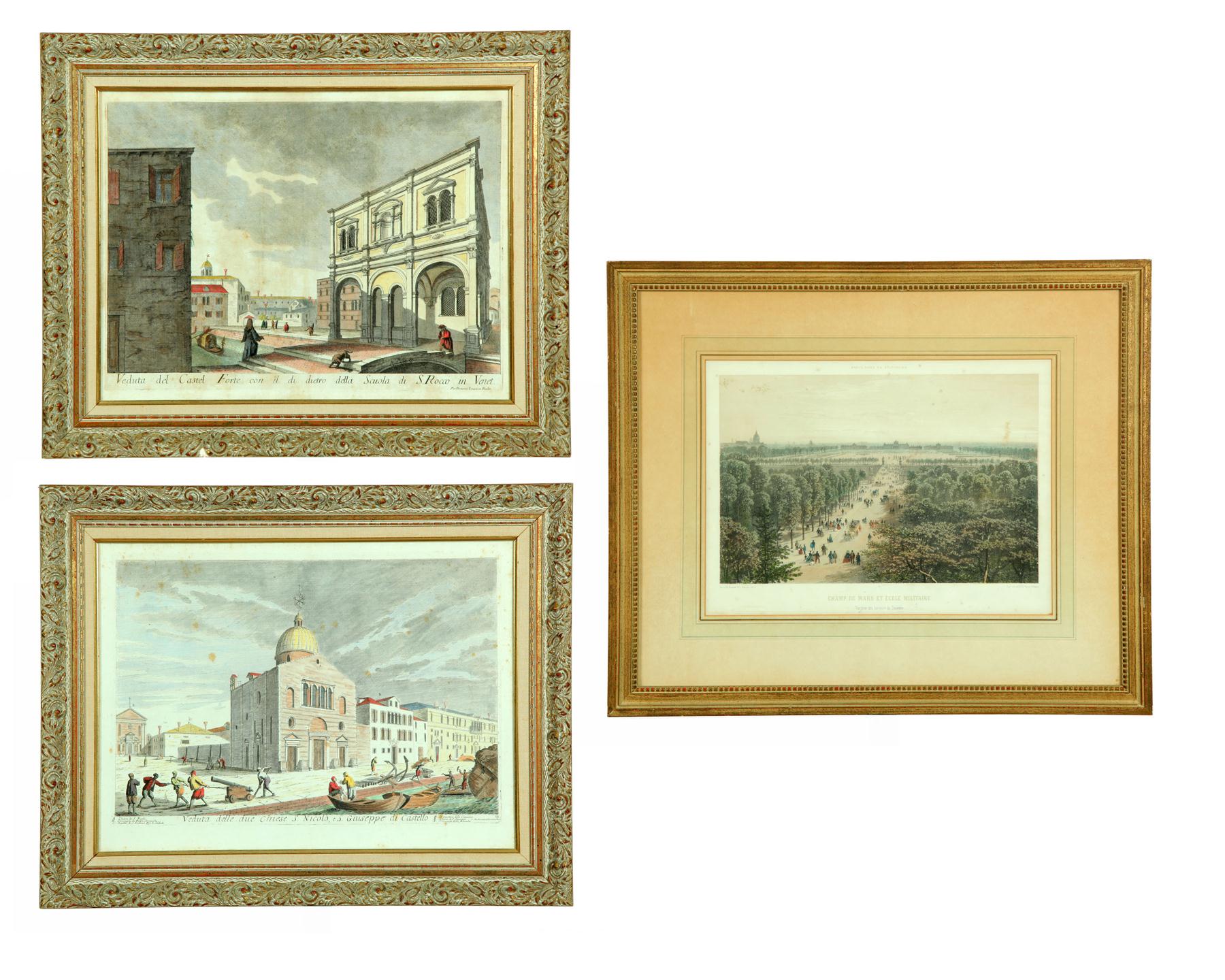 Appraisal: THREE FRAMED PRINTS European th- th century French colored lithograph