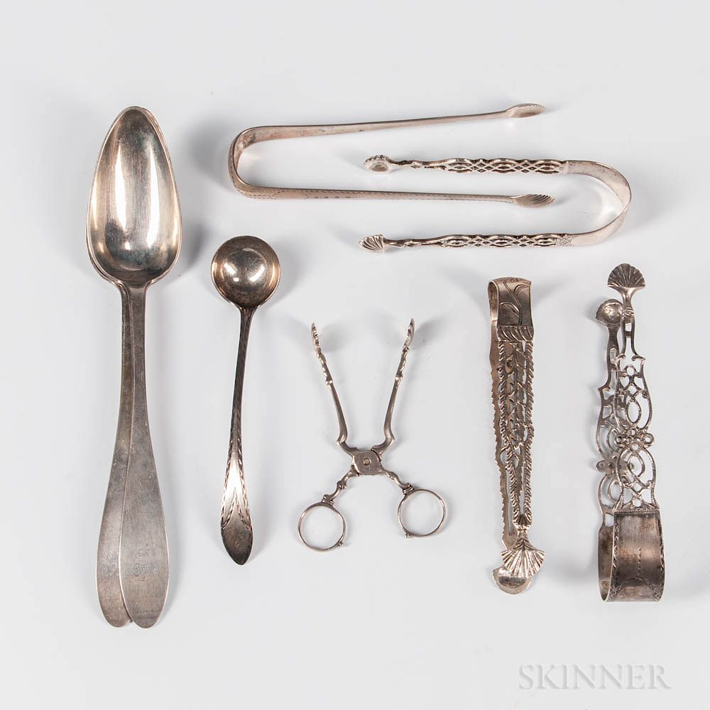 Appraisal: Eight Pieces of English and European Silver Flatware Eight Pieces