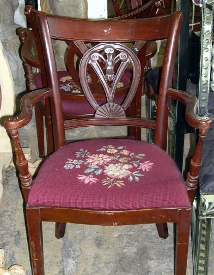 Appraisal: Pair of Drexel Needlepoint-Upholstered Mahogany Armchairs th century with a