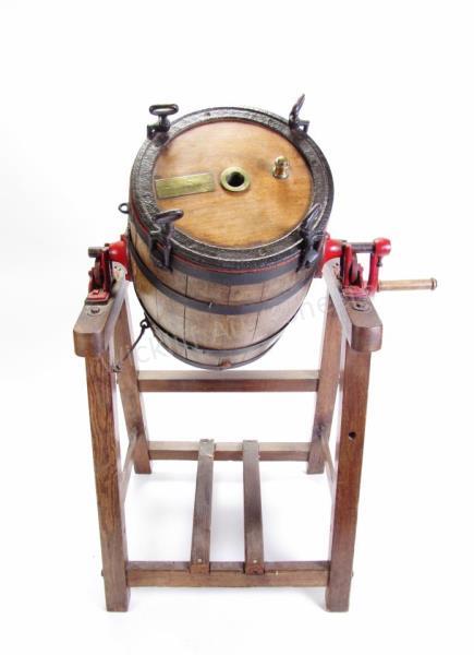 Appraisal: Oak Barrel Butter Churn With Stand oak barrel with four