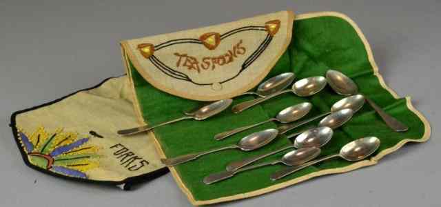 Appraisal: Coin Silver Teaspoons with Antique Felt HoldeIncluding ten coin silver