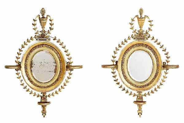 Appraisal: Pair of Continental carved and gilded mirrors th c h