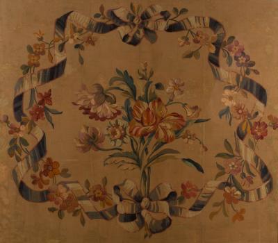 Appraisal: th Century French School An Aubusson Cartoon a floral wreath