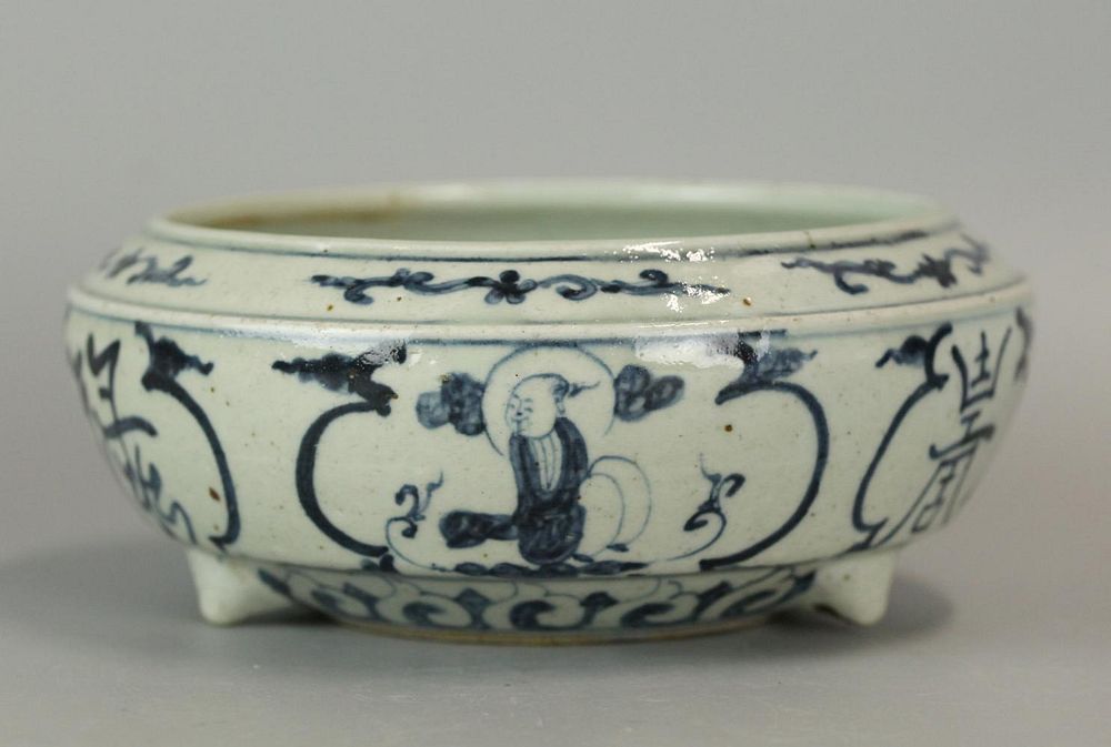 Appraisal: Chinese blue white porcelain censer in diameter x in H