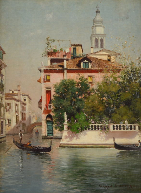 Appraisal: SHEPPARD Warren American - Venice Canal Scene with Gondoliers Oil