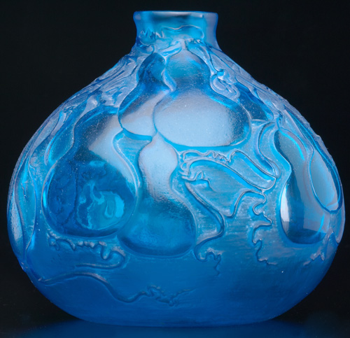 Appraisal: R LALIQUE Vase Courges electric blue c M p No