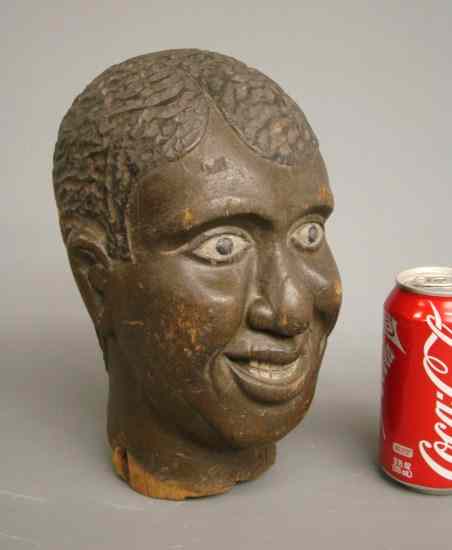 Appraisal: th c painted folk art African American head '' Ht