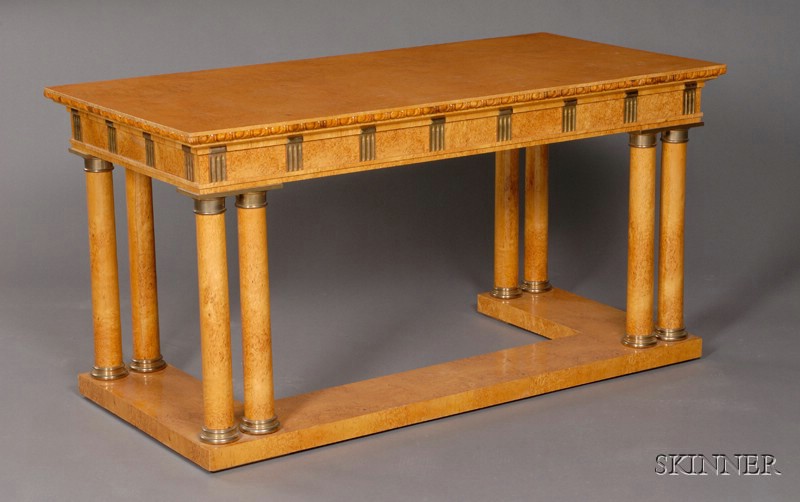 Appraisal: Russian Empire-style Karolean Birch and Brass-mounted Writing Table th century