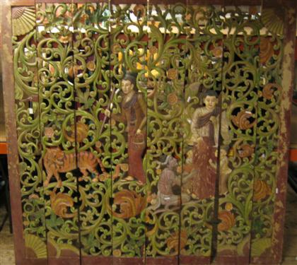 Appraisal: Burmese polychromed softwood floor screen late th century